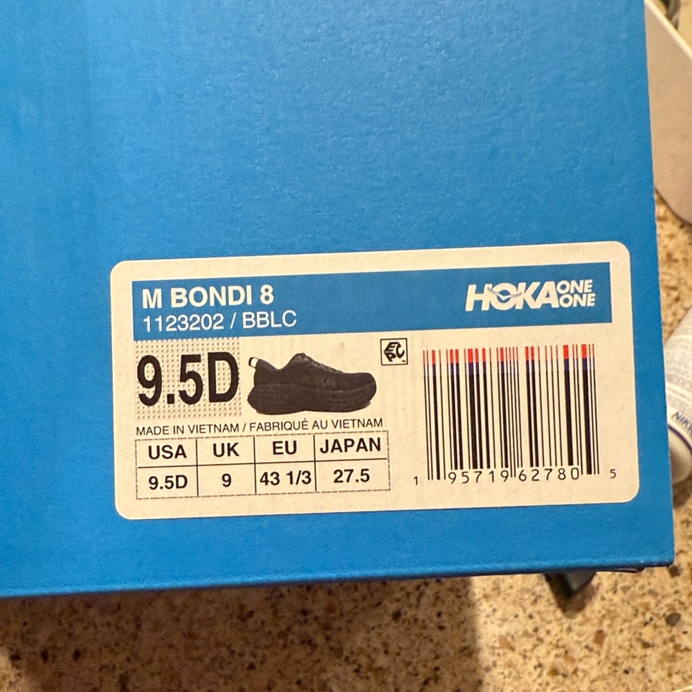 Hoka Bondi 8 Men's Running Shoes Black/Black Size 9.5D | NWOT - Picture 5 of 6